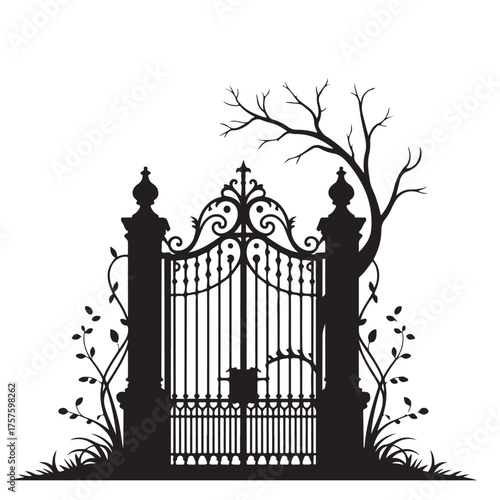 Church windows set. Silhouettes of gothic arches in line and glyph classic style. Old cathedral glass frames. Medieval interior elements. Vector