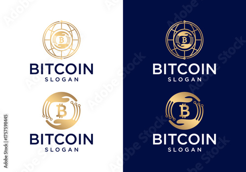 vector icon of digital cryptocurrency gold logo. bitcoin logo
