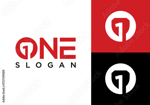 Shield logo icon vector template with number one. 1 shield logo design