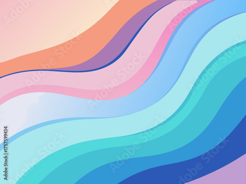 Pastel colored wavy lines create a soft and calming abstract background design