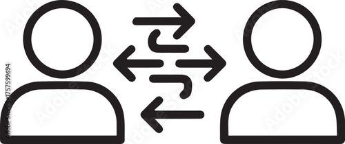 Effective communication and exchange icon showcasing collaboration and connections between people, ideal for illustrating teamwork and partnership concepts
