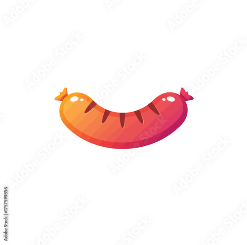 A Realistic and Appetizing Illustration of a Single Sausage with Grill Marks, Ready for Enjoyment