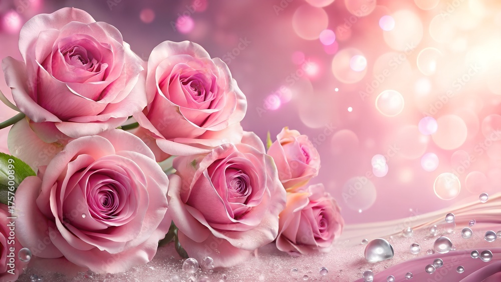 Fototapeta premium Pink Roses with Bokeh Background