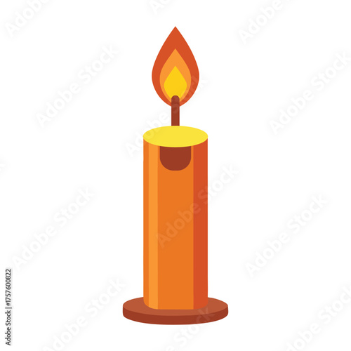 Warm flickering candle flame simple graphic symbol for light and celebration
