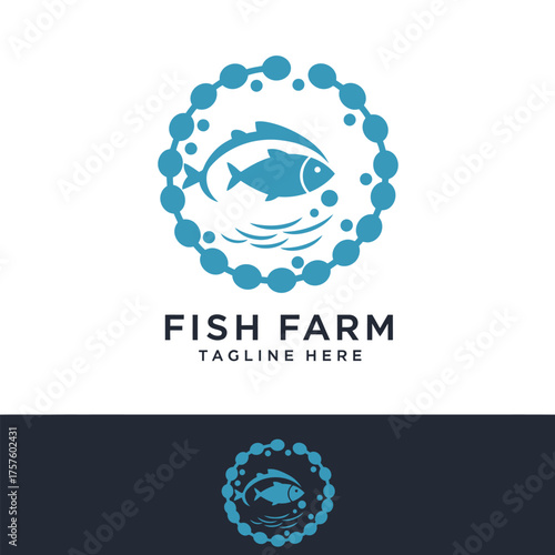 Fish Farm Logo Design - Aquatic Animal Husbandry and Seafood Business Branding