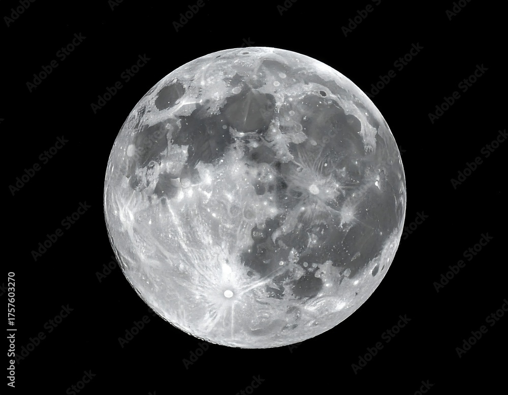 Obraz premium Detailed close-up of the full lunar surface with craters and features
