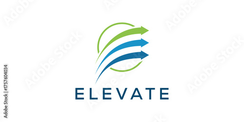 Initial letter E elevate logo design template
