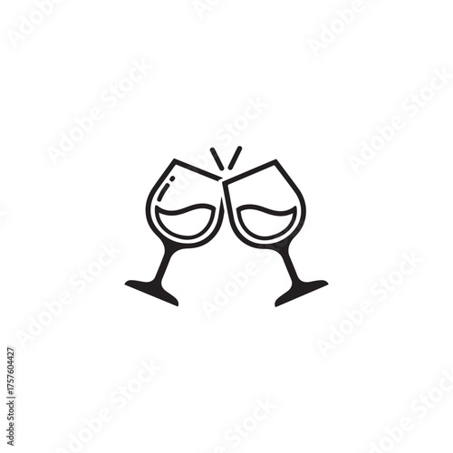 Two wine glasses clinking together