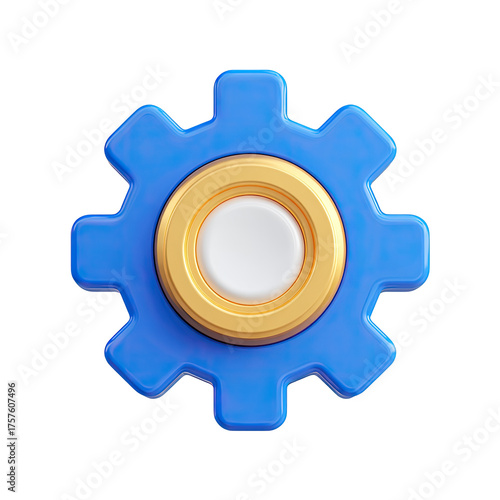 3D rendered blue gear icon