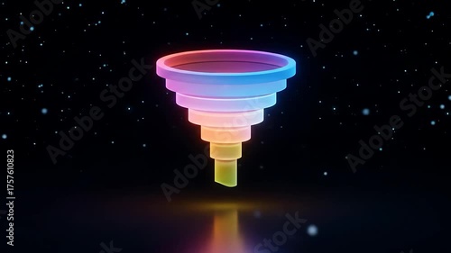 Colorful funnel design glowing against a starry background, symbolizing creativity and innovation