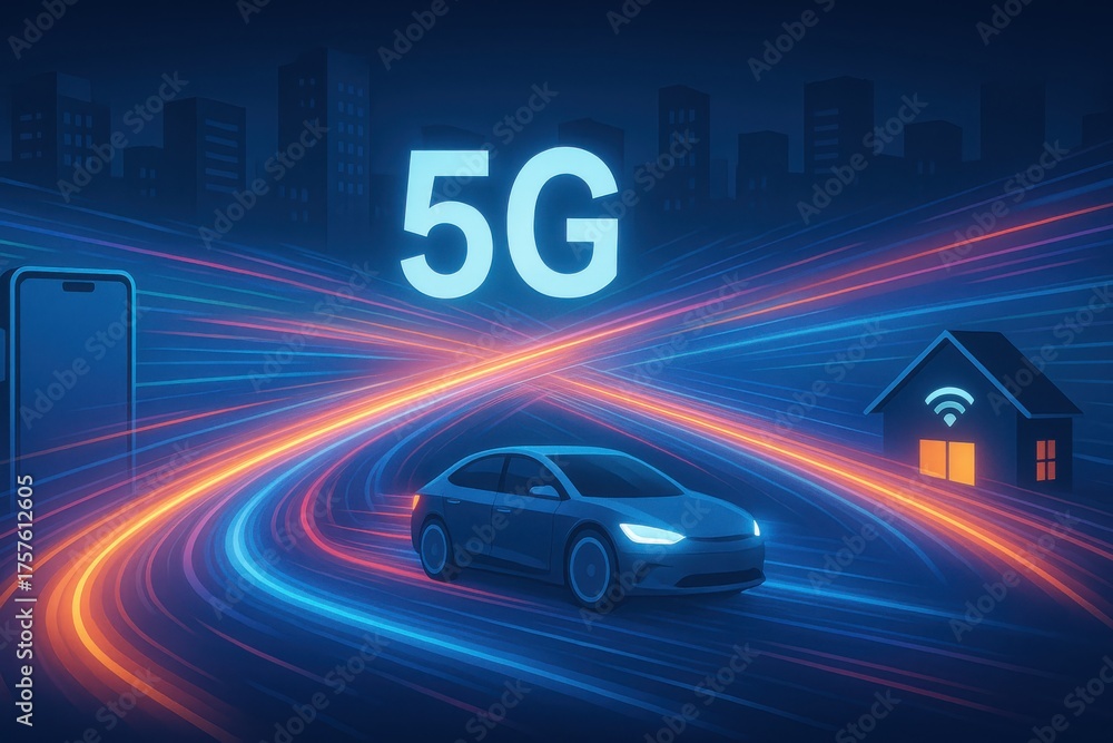 Fototapeta premium Innovative communication technology illustration showcasing the evolution of speed with 5G network