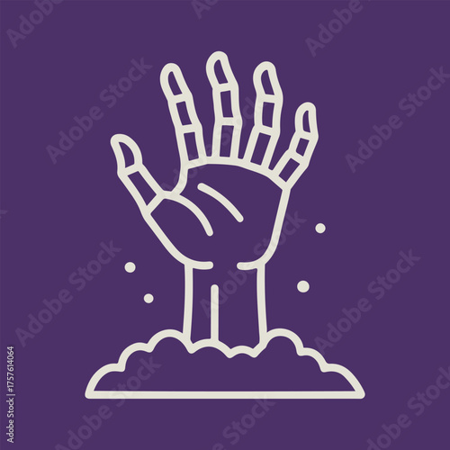hand from under the ground grave color icon banner vector illustration