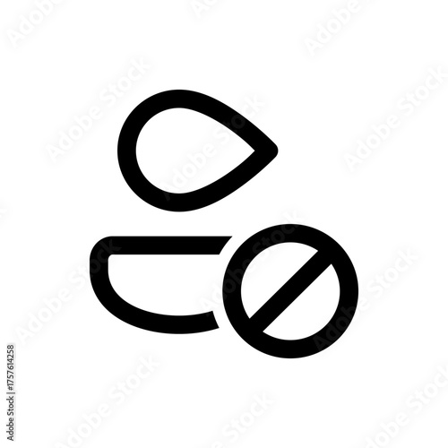 Black outline of a user icon with a prohibition sign indicating restricted access or user is disabled