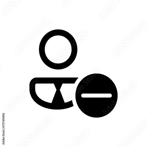 Silhouette of a person icon with a circle above and a circle with a horizontal line next to the head