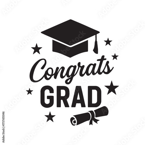 Academic achievement concept featuring a black graduation cap, tassel, and diploma icon on a white background for university or college success