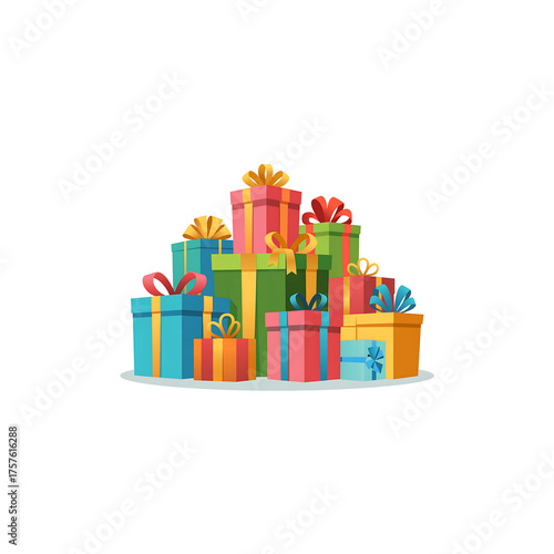 Colorful Gift Boxes with Bows and Ribbons on White Background