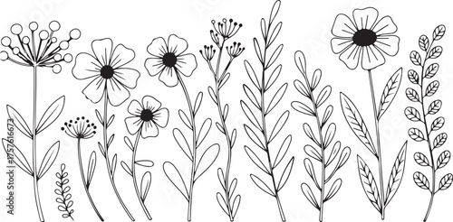 Whimsical wildflowers coloring page for kids fun creative activity
