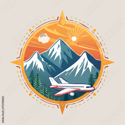 Retro Reise- und Abenteuerabzeichen ohne Schrift