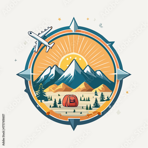 Retro Reise- und Abenteuerabzeichen ohne Schrift