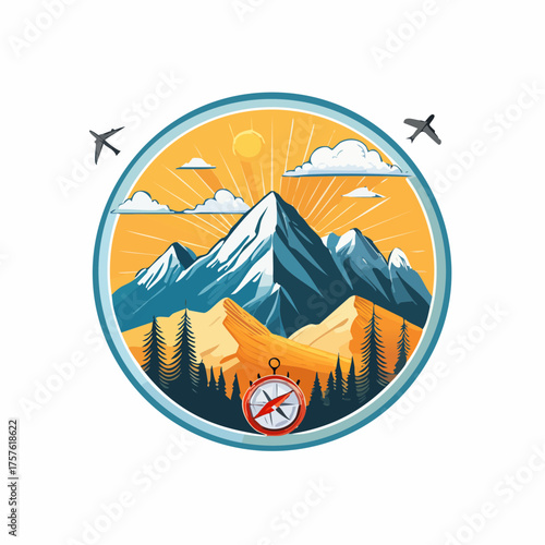 Retro Reise- und Abenteuerabzeichen ohne Schrift