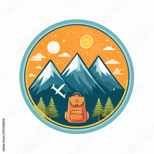 Retro Reise- und Abenteuerabzeichen ohne Schrift