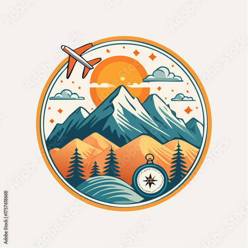 Retro Reise- und Abenteuerabzeichen ohne Schrift