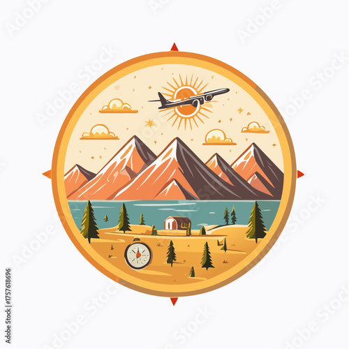 Retro Reise- und Abenteuerabzeichen ohne Schrift