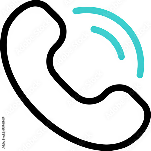 Phone Call Icon—Telephone Handset with Incoming Call and Ringing Sound—Connect, Contact, Communication Concept