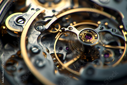 Wallpaper Mural Macro shot of luxury watch mechanism showing golden gears and precision parts Torontodigital.ca