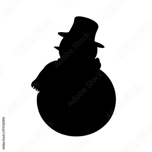 snowman silhouette with hat and scarf isolated png transparent background