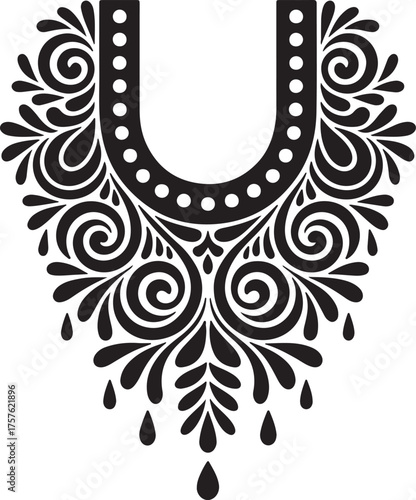 Black and white floral ornament pattern design