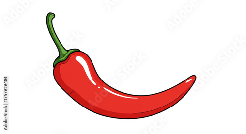 Hot Red Chili Pepper Illustration with Clean Line Art and Smooth Contour - Spicy Food Vector