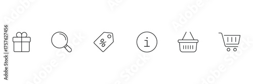  E-commerce line Icons. B2C line web icons. Business to customer service, retail, digital marketing, direct sales, customer experience, online store and more. Vector illustration.