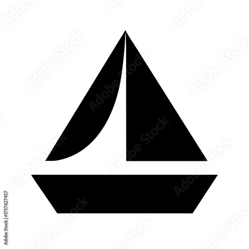 Illustration of a sailboat with a triangular sail, nautical vessel for sailing, symbol of adventure, freedom, and exploration on the open sea