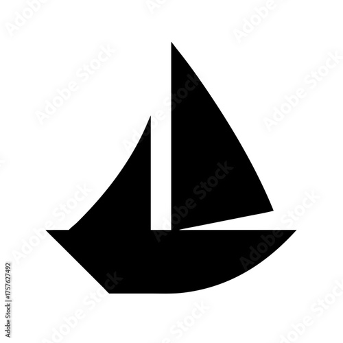 Illustration of a sailboat with a triangular sail, nautical vessel for sailing, symbol of adventure, freedom, and exploration on the open sea