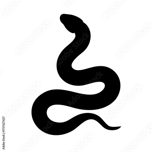 Vector art of silhouette of a snake, a striking design capturing the essence of mystery and danger, perfect for logos and graphics, with a minimalist style