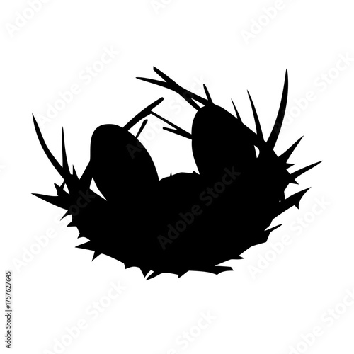 Vector art of silhouette of bird nest, showcasing intricate twig arrangement and cozy interior, symbolizing home, nurturing, and new beginnings in nature