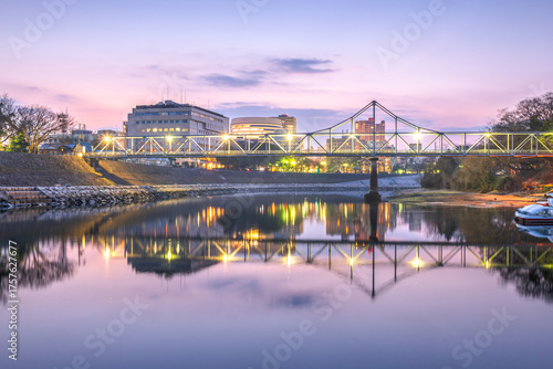 Photography Okayama, Japan at cityscape on the Asahi River at dusk. 195