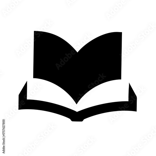 Vector art of open book icon a simple black silhouette of a book with pages spread open, perfect for educational or literary themes and designs ideal for websites, apps, and print materials