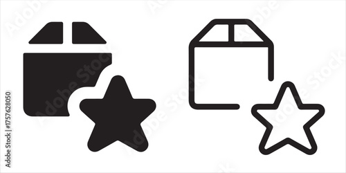 Save your favorite items with this modern star rating and box icon, perfect for e-commerce and digital platforms