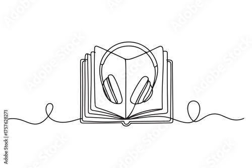 audiobook minimal line web icon. simple vector illustration. concept for infographic, website or app. one line Icon drawing. with white background