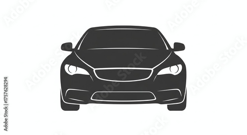 Car front view isolated on white background, simple vector illustration