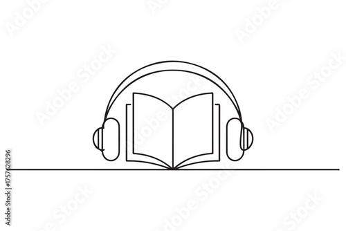 audiobook minimal line web icon. simple vector illustration. concept for infographic, website or app. one line Icon drawing. with white background