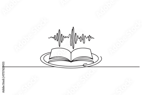 audiobook minimal line web icon. simple vector illustration. concept for infographic, website or app. one line Icon drawing. with white background