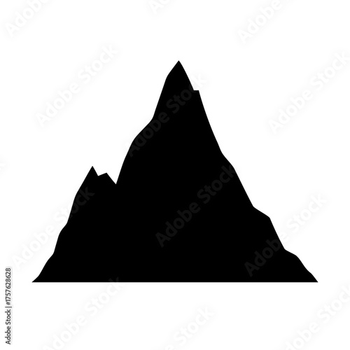 Vector art of silhouette of a mountain majestic peak against a bright backdrop, symbolizing natures grandeur, adventure, and the challenge of reaching new heights