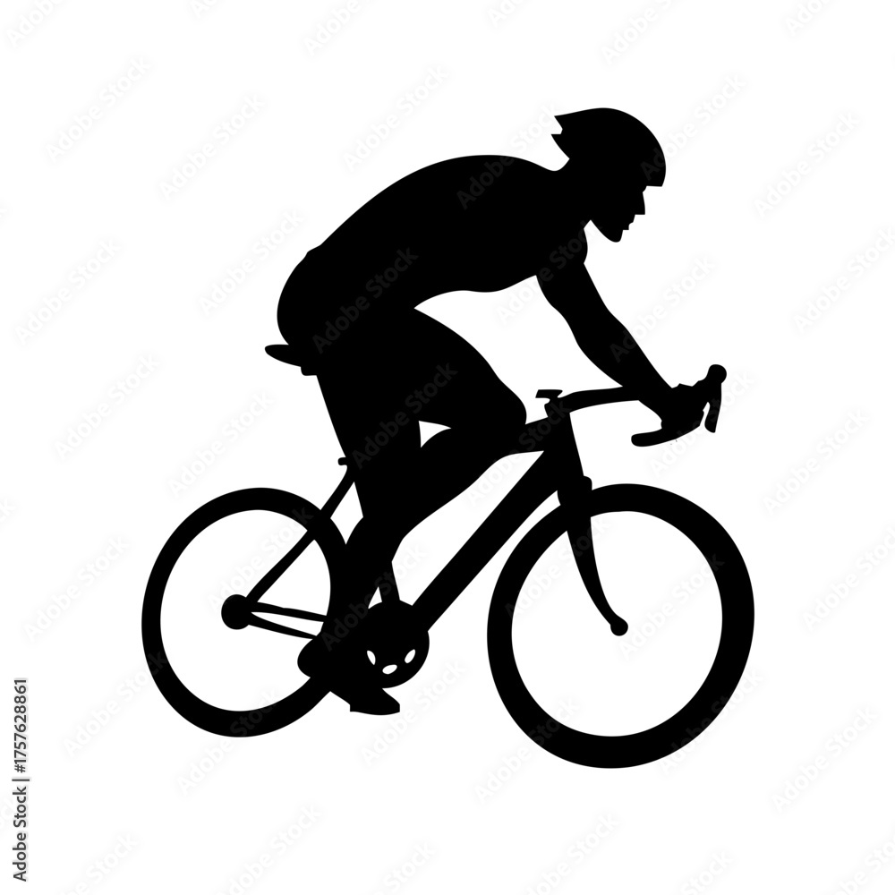 Obraz premium Vector art of silhouette of a cyclist a dynamic road bike rider in motion, capturing the essence of speed, athleticism, and the thrill of cycling as a competitive sport and a healthy lifestyle