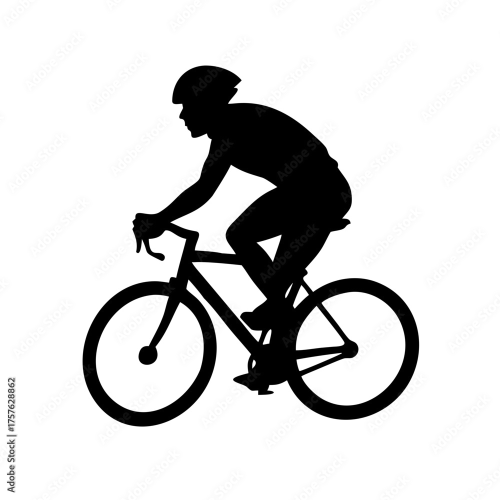 Obraz premium Vector art of silhouette of a cyclist a road bike rider in action, showcasing speed, endurance, and the spirit of cycling as a sport and a mode of transportation in a clean design