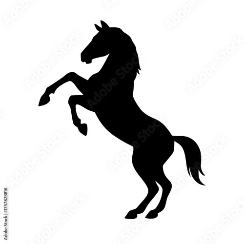 Vector art of silhouette of a rearing horse the horse is standing on its hind legs, with its front legs raised in the air it is a powerful and majestic animal