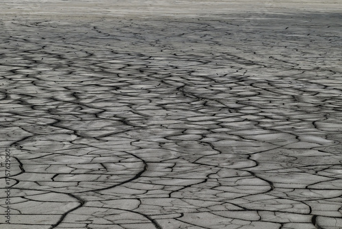 Abstract view of dry land following the drying up of the lake in Geamana, Romania