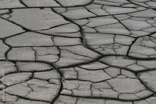 Abstract view of dry land following the drying up of the lake in Geamana, Romania